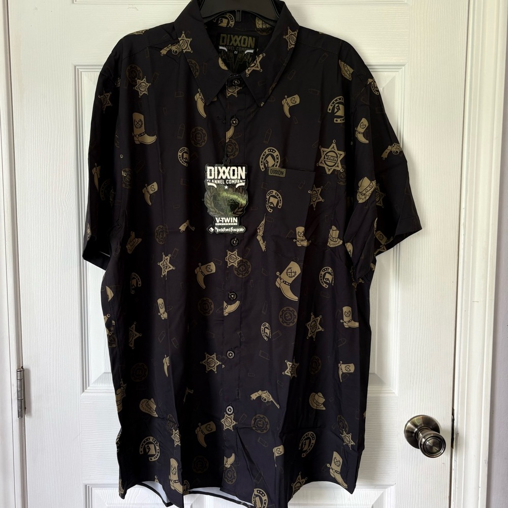 DIXXON Black and Gold Casual Button Down Party Shirt Men’s Size 2X Brand New